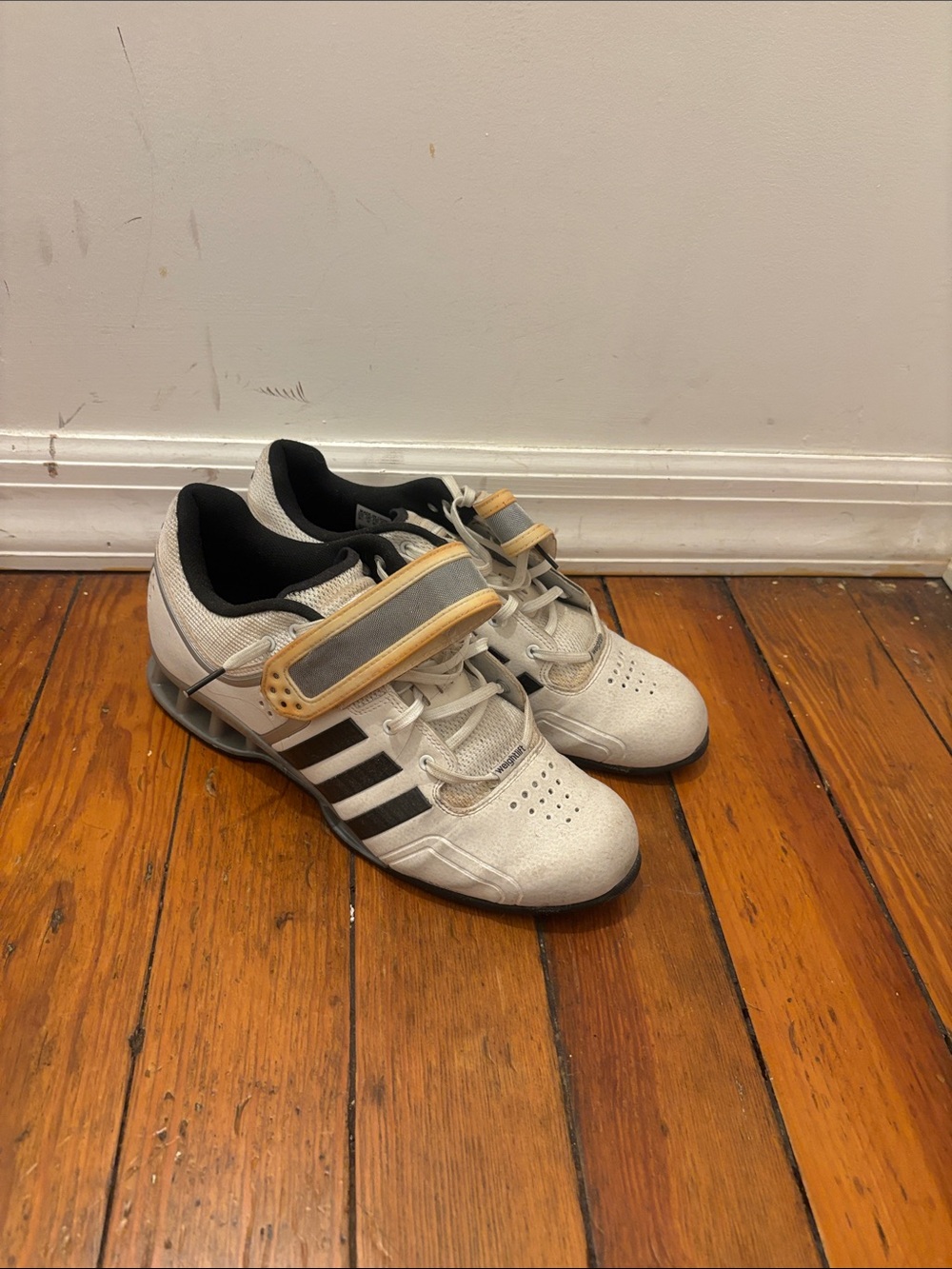 adidas White and Black Men's Weightlifting Shoes adipower